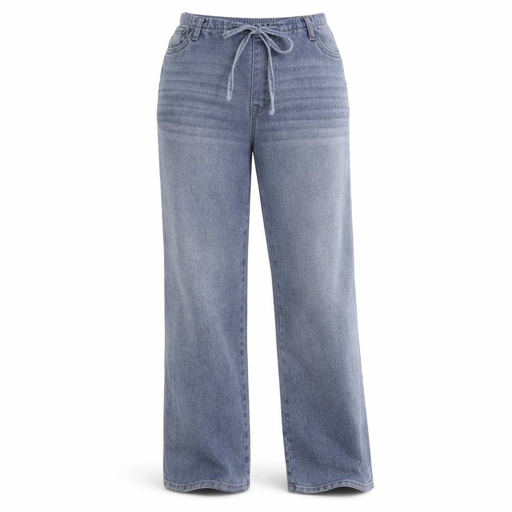 NEW No Boundaries Mini-Waistband Wide Leg Pants 31” Inseam Women’s Med Wash XL